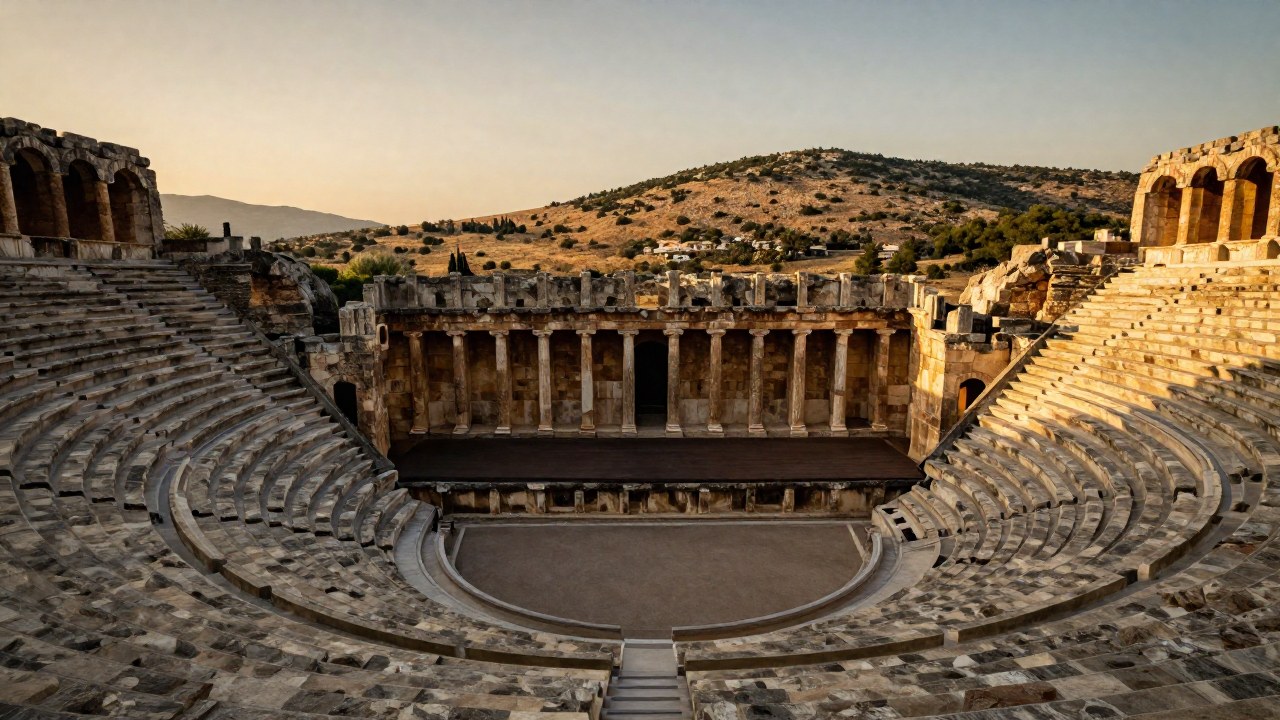 Arquitectura semicircular del teatro antiguo de Epidauro en Grecia.